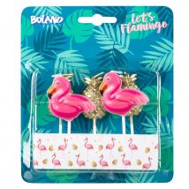5 Bougies Flamant Rose/ananas - Boland