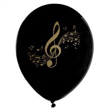 8 Ballons Musique - Or Noir - Annikids