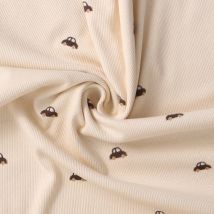 Tissu Jersey Bord Côte Stretch Mobbi Sur Fond Beige - Craftine