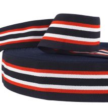 Bobine 22m Elastique Bandes 45mm Marine Et Noir - Spécial Caleçon Homme - My mercerie