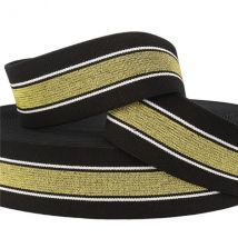 Bobine 22m Elastique Bandes Métal 40mm Noir/or - Stephanoise