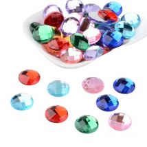 15 Perles Strass Cabochon Rond A Coller Acrylique Multicolore 16 Mm - Creation Bijoux Perles - La boutique de Karine