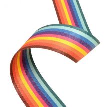 Bobine 10m Sangle À Rayures / Stripes Bleu Orange 40mm - Stephanoise