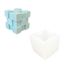 Moule En Silicone 6cm X 6cm - Cube Bosselé - Jesmonite