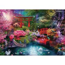 Puzzle Jardin Japonais : Riviere Cygnes Et Paons 3000 Pieces - Collection Paysage Japon - Educa 19282 - Educa