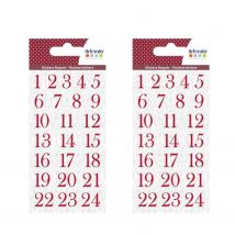 Autocollants Chiffres Floqués Rouges Pour Calendrier De L'Avent - Artemio