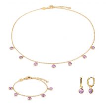 Collier, Bracelet Et Boucles D'Oreilles Gemia En Pierres Améthyste - SLOYA
