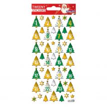 Stickers Mousse 3d Pour Calendrier De L'Avent - Sapins De Noël Avec Chiffres - Global Gift