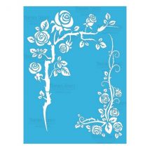 Pochoir Plastique Souple Réutilisable 18,5 X 14,5 Cm Fabrika Decoru Branche De Roses 108 - FABRIKA DECORU