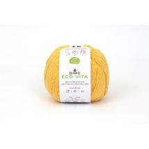 Fil Coton Recyclé Eco Vita 3mm 100g Tricot Et Crochet Col. 009 Jaune - Dmc