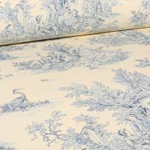 Tissu Toile De Jouy Grande Largeur Pastorale Sur Fond Ecru - Craftine