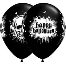 Lot De 6 Ballons Noirs Happy Halloween - QUALATEX