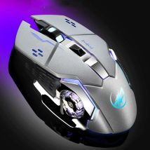 Souris Sans Fil Rechargeable 6d Lumineuse Pour Gaming Avec Batterie Longue Durée Gris Yonis - Yonis