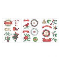3 Feuilles Cartonnées D'Autocollants Prédécoupés Merry Christmas - Artemio