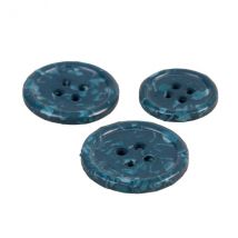 Lot De 3 Boutons Rond 4 Trous Bouteilles Recyclées Bleu Pétrole - My mercerie