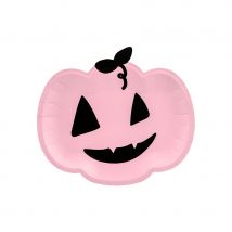 6 Assiettes Halloween Citrouille Rose - PartyDeco