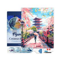 Diamond Painting Broderie Diamant Figured’art 40x50cm Toile Tendue Sur Châssis En Bois - Diamants Carrés - Kyoto En Fleurs - Figured'Art