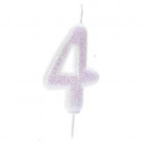Bougie Iridescent Chiffre 4 (7 Cm) - CREATIVE PARTY