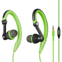 Casque Sport Intra-auriculaire Pour Running Avec Micro Et Crochets Ajustables Vert Yonis - Yonis