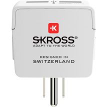 Adaptateur Secteur Skross Europe Vers Royaume-uni Sortie Usb Blanc