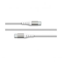 Force Power Câble Usb-c Vers Usb-c 3a Renforcé Réversible Charge Et Synchronisation 2m Blanc