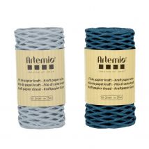 2 Bobines Fil Kraft Bleu Tendre/ Bleu Azur 2mm X 25 M - Artemio