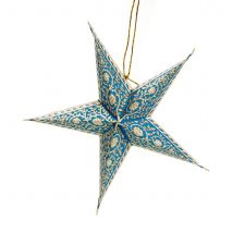 Etoile En Papier 5 Pièces Ivoire/turquoise - Papertree