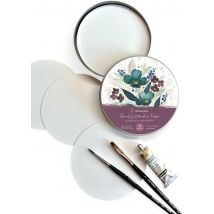 Papier Aquarelle Rond - Hahnemühle - 30 Feuilles - 100 % Coton - 300 G/m² - Diamètre 13 Cm - Boîte Métal Décorée