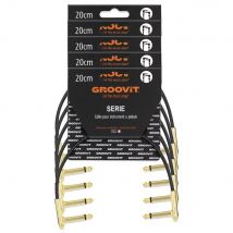 Groovit Câble Patch Plat 20cm Embout Gold (pack X5) - Pour Pédale D'Effets