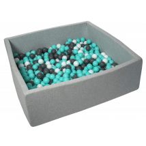 Piscine À Balles Pour Enfant, 120x120 Cm, Aire De Jeu + 600 Balles Blanc, Gris, Turquoise - Velinda