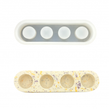Moule En Silicone 25cm X 7,5cm X 3,5cm - Porte-bougie Rond À Quatre Trous - Jesmonite