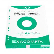 Étui De 100 Fiches - Bristol Uni Perforé 210x297mm - Blanc - Exacompta
