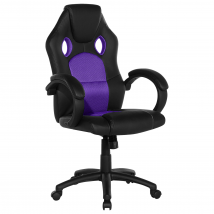 Chaise De Bureau Au Style Gaming En Tissu Synthétique Maillé Et Cuir Pu Noir Et Violet Au Design Sportif Avec Accoudoir En Plastique Beliani