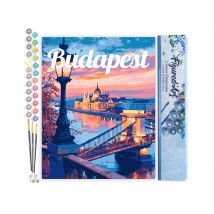 Peinture Par Numéro Figured'art - Affiche De Voyage Budapest - Kit De Loisir Créatif Diy Numéro D'Art Complet - 40x50cm Sans Châssis En Bois