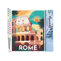 Peinture Par Numéro Figured'art Affiche Vintage Rome - Activité Manuelle Kit De Loisir Créatif Diy Numéro D'Art Complet - 40x50cm Sans Châssis En