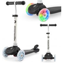 Trottinette 3 Roues Enfant +3 Ans 50kg Max, Trottinette D'Équilibre, Socle Antidérapant, Frein, Hauteur Réglable 55- 70 Cm Roues Lumineuses Led - 