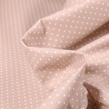 Tissu Coton Enduit Little Dots Sur Fond Beige - Au Mètre - Craftine