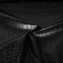Tissu Simili Cuir D'Habillement Croco Uni Noir - Au Mètre - Craftine