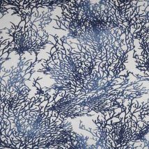 Tissu Toile Savoie Enduit Bleu Indigo Calédonie Sur Fond Blanc - Au Mètre - Craftine