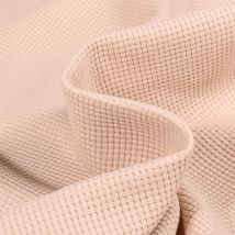 Tissu Jersey Nid D'Abeille Uni Beige - Craftine