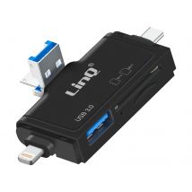 Linq Lecteur Carte Sd / Micro Sd / Usb 3.0 Vers Usb / Usb-c / Lightning / Micro-usb Noir