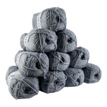 Lot De 10 Pelotes Azurite Bleu Gris - 100% Acrylique - 50g/140m - Distrifil
