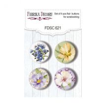 4 Badges Métal Décoration Embelissment Scrapbooking Fabrika Décoru Floral Sentiments 621 - FABRIKA DECORU
