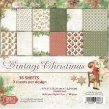 36 Papiers Imprimés Scrapbooking 15 X 15 Cm Craft & You Vintage Christmas - Craft and you design
