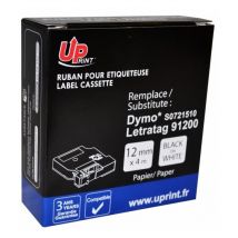 Ruban Compatible Pour Dymo Letratag 12mmx4m Papier Noir Sur Blanc - Print 3E