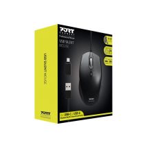 Port Connect Souris Filaire Usb-a & Usb-c Silent Silencieux Noire - Port Designs