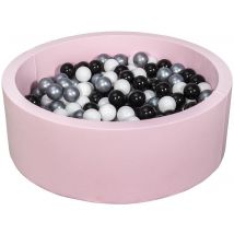 Piscine À Balles Aire De Jeu + 300 Balles Rose Noir, Blanc, Argent - Velinda