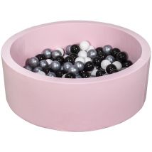 Piscine À Balles Aire De Jeu + 150 Balles Rose Noir, Blanc, Argent - Velinda