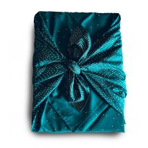 Papier Cadeau Réutilisable Emballage Furoshiki Coton Recyclé : Pôle Nord (vert Sapin) (taille L) 85x85 Cm Collection Monochrome - Carédeau