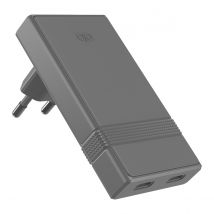 Force Power Chargeur Secteur 2 Usb-c Modèle L-shape Compatible Pd 45w Et Ultra-gan Gris